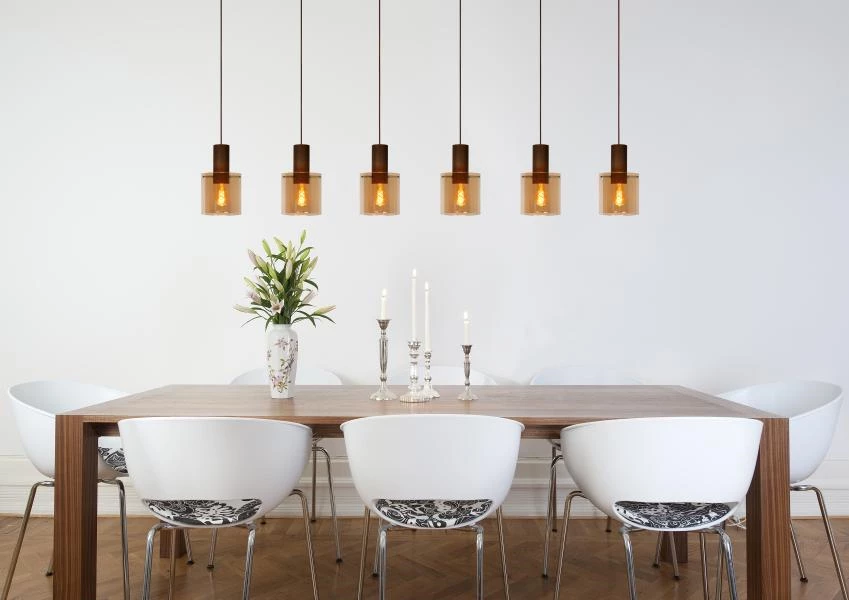 Lucide TOLEDO - Suspension - Ø 20 cm - 3xE27 - Ambre - ambiance 1